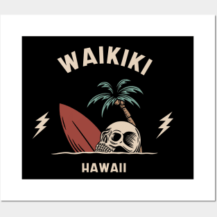 Vintage Surfing Waikiki Hawaii Retro Surfer Posters and Art